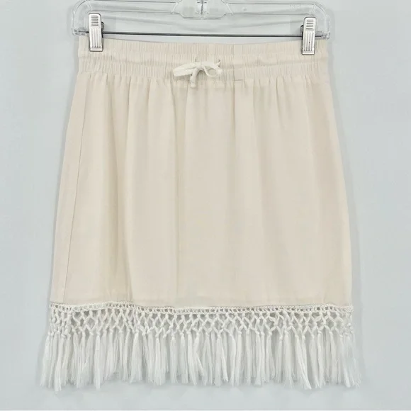 Amour Vert White Silk Macrame Crochet Mini Skirt S - Picture 2 of 7